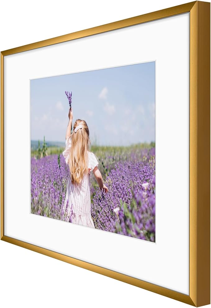Golden State Art, Gallery Wall Frame Set of 6 - Bronze 12x16 Aluminum Photo Frames with Mat for 8.5x11 Pictures - 12 x 16 inch Metal Frame with Real Glass Cover - Elegant Home or Office Decor