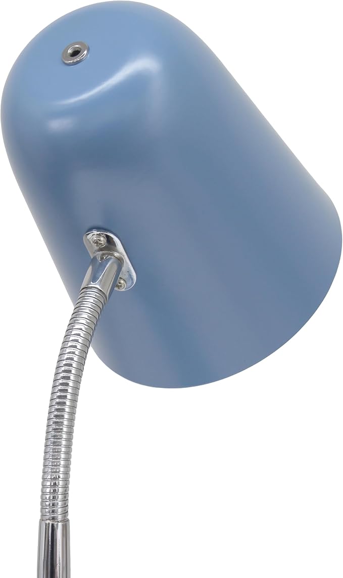 Simple Designs LD1075-BLU 15.28" Sleek Essentials Minimalist Metal Desk Task Lamp, for Office, Desk, Nightstand, Dorm, Blue