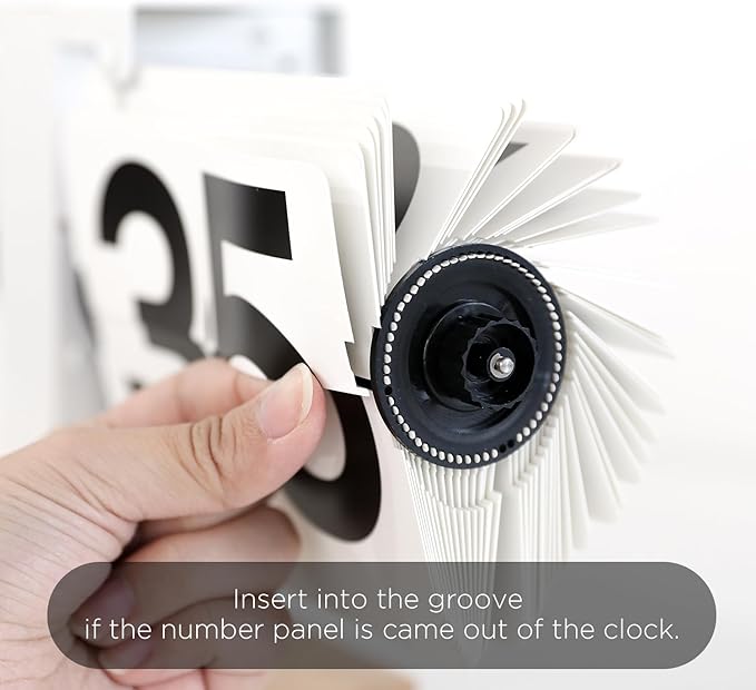 mooas Classic Modern Wood Mini Flip Desk Clock (White), Retro Vintage Analog Design Auto Flip Clock Table Clock Large Number Battery Powered, Ideal for Home Office School Hotel Café