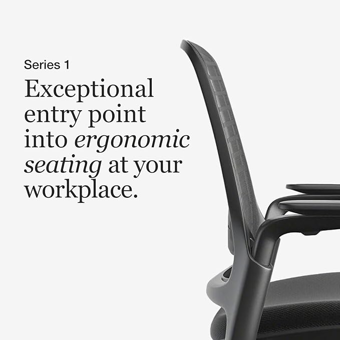 Steelcase Series 1 Office Chair - Ergonomic Work Chair with Wheels for Carpet - Helps Support Productivity - Weight-Activated Controls, Back & Arm Support - Easy Assembly - Licorice