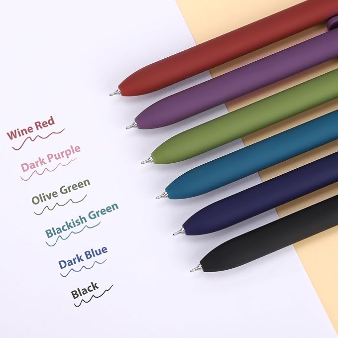 6 Pieces Gel Ink Pen Refills Replaceable Ballpoint Colorful Ink Pen Refills Fine Point 0.7mm Smooth Writing for Office School Supplies (Vintage Colorful Ink)