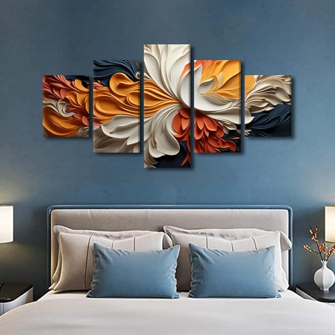 Canvas Wall Art Decor for Home Modern 5 Panel Abstract Canvas Wall Art Colored Strips of Paper Painting Artwork for Abstract Enthusiasts Living Room Decor Stretched and Framed Ready to Hang 60x32 in
