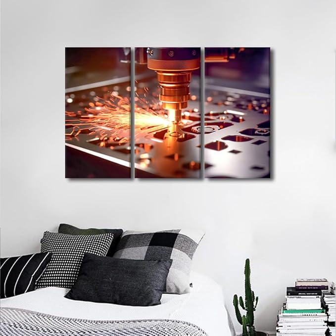 TUMOVO Canvas Art Room Decor 3 Pieces Canvas Art Milling Machine Paintings Canvas Wall Art Modern Wall Artwork Wall Contemporary Home Decorations for Living Room Bedroom Office Bathroom, 36x24 Inch