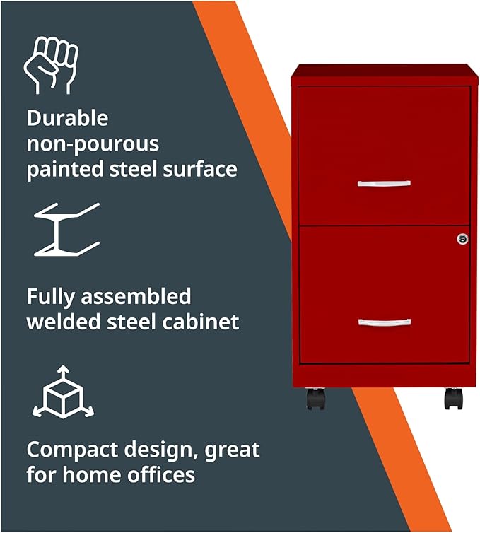 Lorell LYS SOHO File/File Mobile File Cabinet, Red