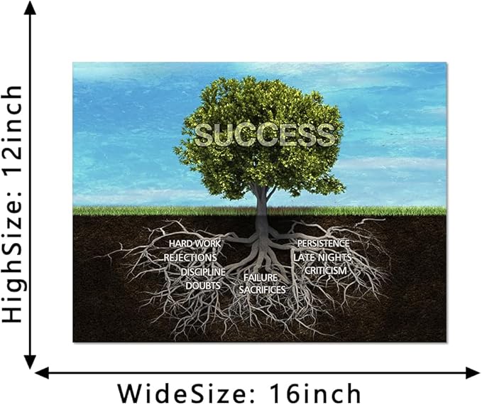 Yatsen Bridge Modern Motivational Wall Art for Office Decor Success Tree Roots Inspirational Wall Posters Entrepreneur Canvas Art Framed Ready to Hang - 12''Hx16''W