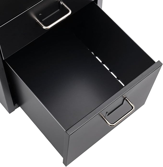 Mobile 5 Drawer Locking Pedestal File Cabinet, Deep Light Duty Metal Letter Filing Cabinet Metal File Storage Cabinet 4 Small Drawers 1 Large Drawer 11.02lbs Each Tier Load Capacity