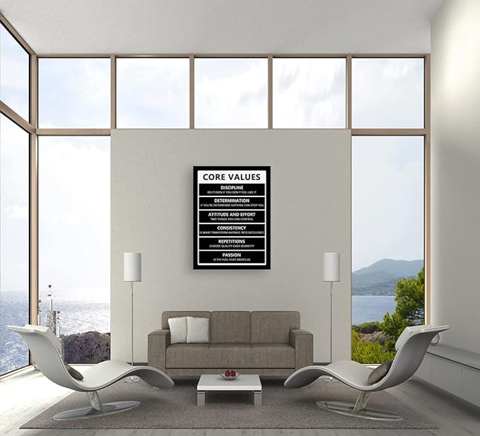Motivational Canvas Wall Art Inspiring Core Values Poster Printing Inspirational Entrepreneur Quotes Poster Artwork Office Frame Office Decor Wall Decor Classroom Home Ready to Hang[30″W X 40″H]