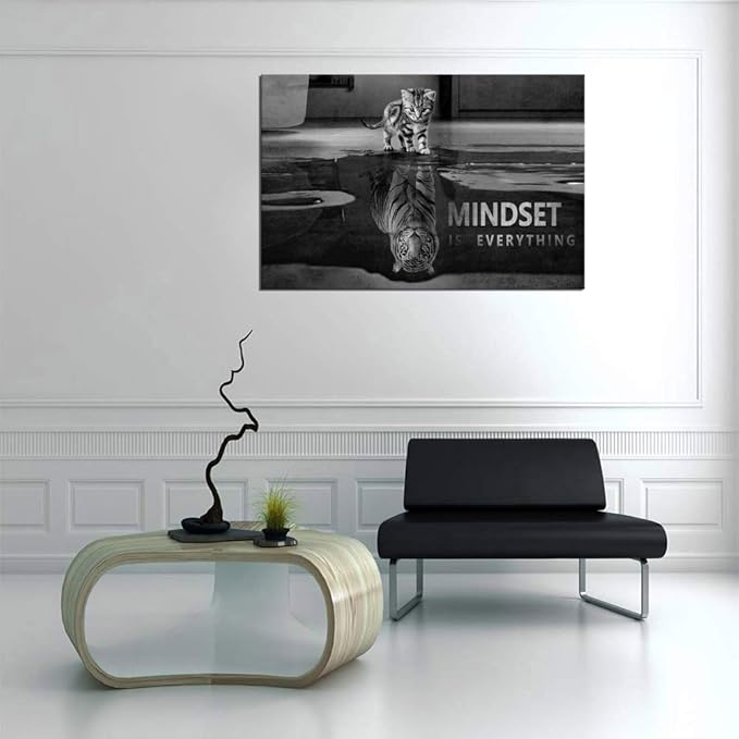 Yatsen Bridge Modern Inspirational Office Wall Art Mindset is Everything Poster Motivational Picture Positive Quotes Wall Decor for Home Office Decor - 24''Hx36''W