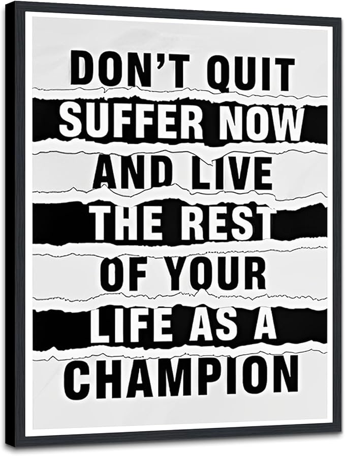 Inspirational Framed Wall Art Black and White Text Motivational Posters Wall Decor Canvas Print Artwork Suitable for Office Classroom Living Room Decor Ready to Hang 12X16inch