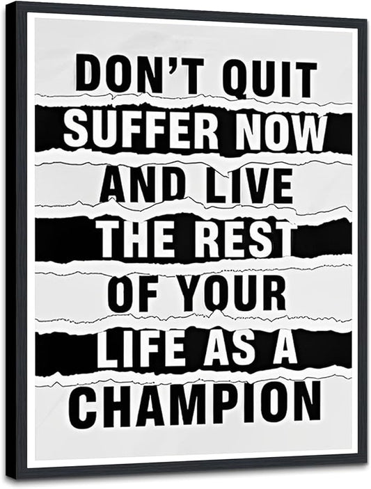 Inspirational Framed Wall Art Black and White Text Motivational Posters Wall Decor Canvas Print Artwork Suitable for Office Classroom Living Room Decor Ready to Hang 12X16inch