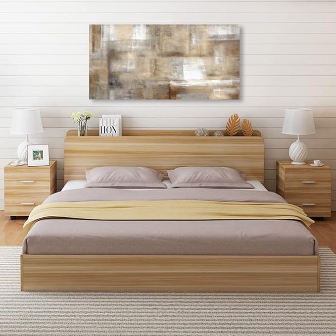 Brown Abstract Wall Art Canvas Prints White Grey Retro Abstract Canvas Pictures for Living Room Bedroom Wall Decor Rustic Farmhouse Canvas Artwork for Office Home Decoration 24" X 48"