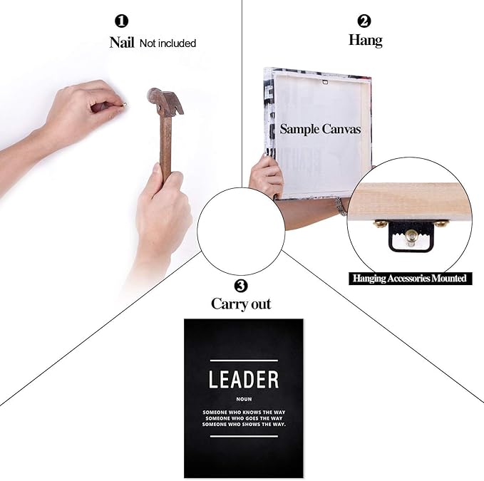 Leader Noun Inspirational Wall Art Inspiring Painting Prints on Canvas Motivational Leadership Entrepreneur Quotes Posters Inspiration Entrepreneurship Decoration Artwork for Office Home (18”Wx24”H)