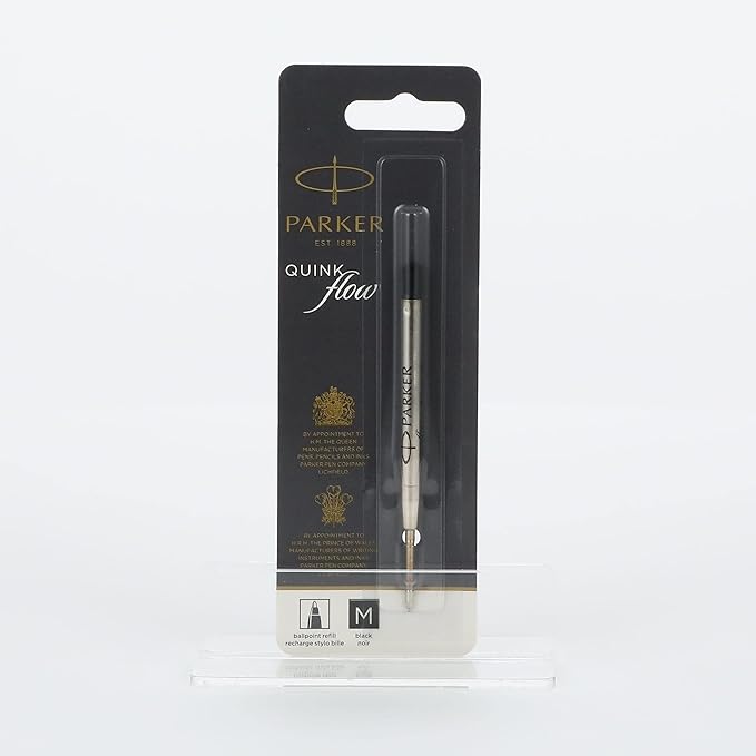 Parker Quinkflow Ballpoint Pen Ink Refill, Medium Tip, Black (Pack of 2)