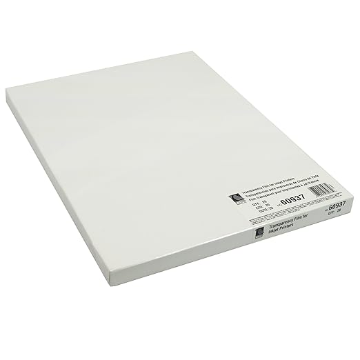 C-Line Transparency Film for Inkjet Printers, Clear, 8.5 x 11 Inches, 20 Sheets per Box (60937)