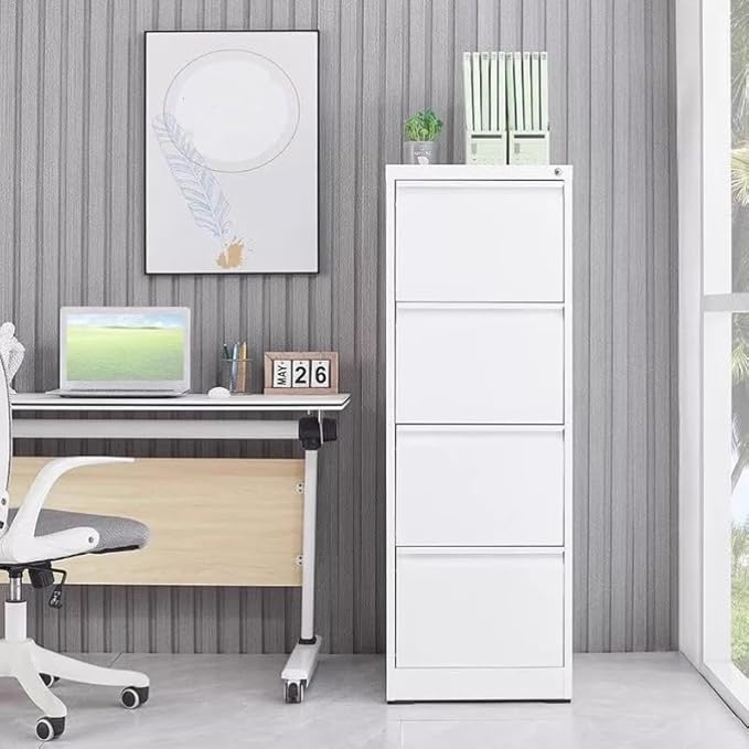 4 Drawer Filing Cabinet,Metal Vertical Filing Cabinets with Lock for Home Office,Heavy Duty File Storage Cabinet for Letter/Legal/A4/F4 Size File