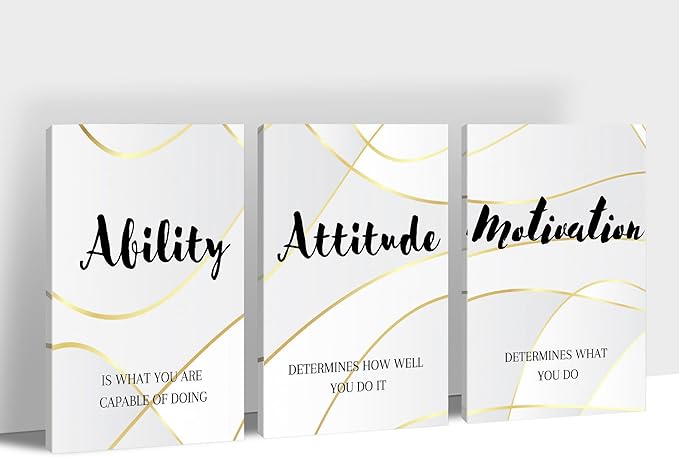 SHMAO 3 Piece Office Canvas Wall Art, Motivational Quotes Canvas Print Pictures Wall Decor for Office, Men Women Inspirational Framed Artwork Home Office Decor 12"x18" x 3 Pcs