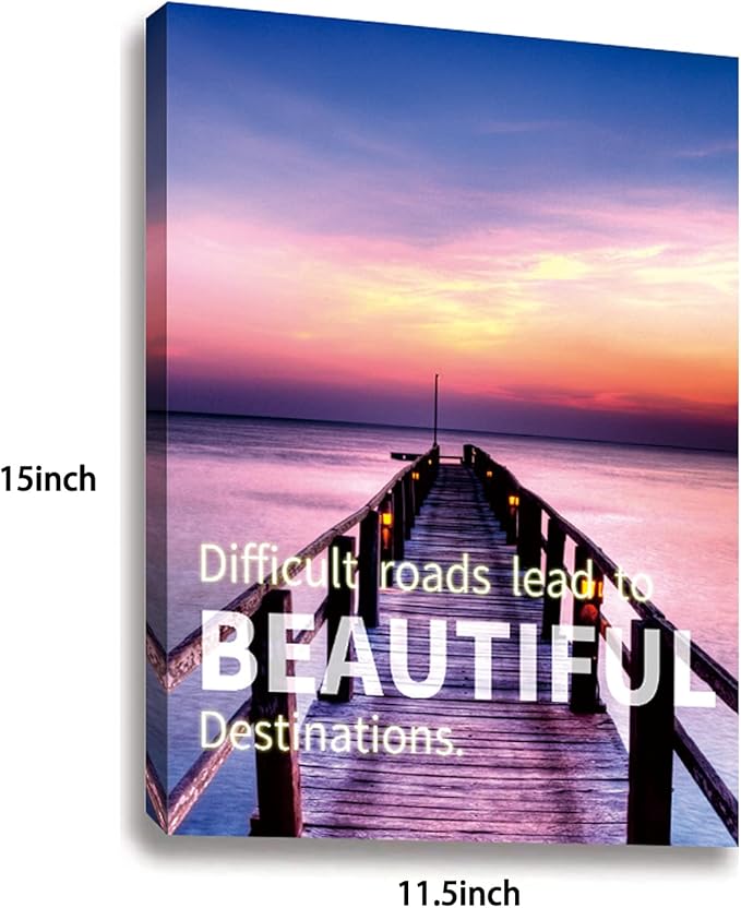Motivational Landscape Canvas Art - Office & Home Decor, Suitable for Library, School, Gym, Living Room - Framed (29x38cm)