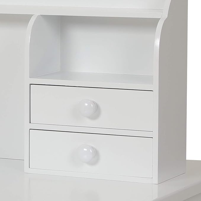 ADORNEVE Writing Desk with USB Port, Home Office Desk with Drawers and Hutch, 36.2" Study Table Computer Desk for Student/Adults, Computer Work Station with Storage Shelf, 7 Drawers, White