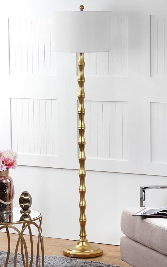 SAFAVIEH Lighting Collection Aurelia Farmhouse Antique Gold 64-inch Living Room Bedroom Home Office Standing Floor Lamp,Metal (LED Bulb Included)