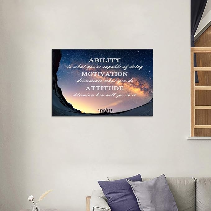 Inspirational Office Wall Art Ability is What You're Capable of Doing Quotes Wall Decor Motivational Attitude Saying Artwork for Living Room Office Home Classroom Framed 16" Wx12 H