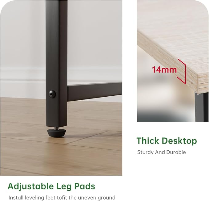 Small Desk,Computer Desk,Study Table,Desk 32 Inch,Metal Frame Office Desk,Modern Simple Style Desk for Home Office,Small Tables for Small Spaces,Adjustable Leg Pads,Nature