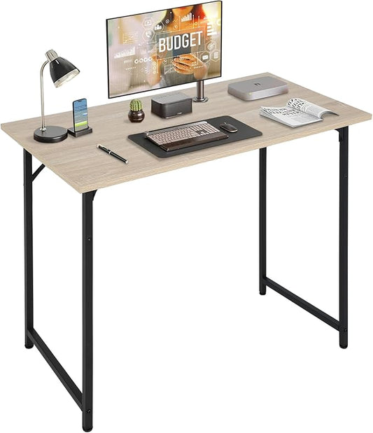 32 Inch Small Computer Desk, Metal-Framed Home Office Desk, Modern Study Table for Home Office Study and Writing,Nature