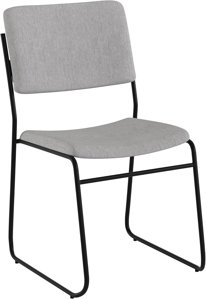 Flash Furniture HERCULES Series 500 lb. Capacity High Density Gray Fabric Stacking Chair with Sled Base