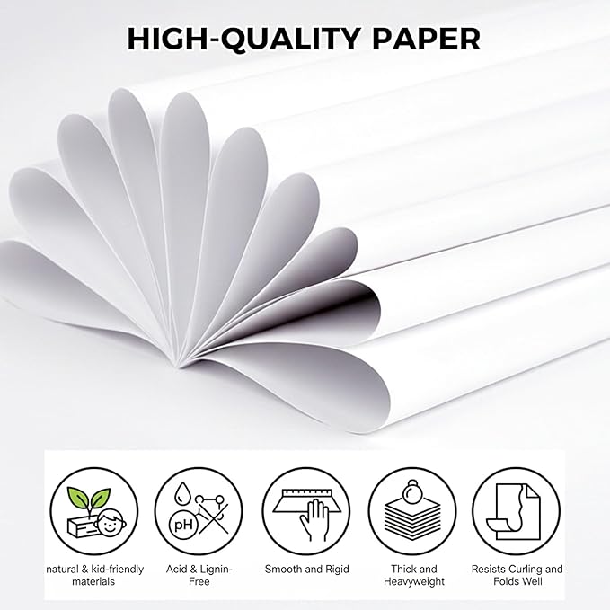 Koogel 100 Sheets White Cardstock, 12 x 12 Inch Craft Paper Construction Paper for Printer Card Making, Back to School Supplies, 230GSM