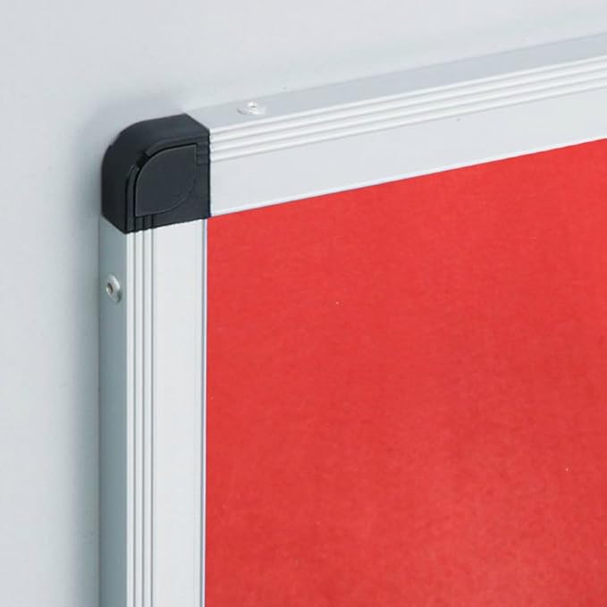 VIZ-PRO Notice Board Felt Red, 36 X 24 Inches, Silver Aluminium Frame