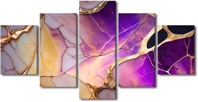 Abstract Canvas Wall Art Modern 5 Panel Abstract Poster Decor Mysterious Universe Abstract Painting Prints for Abstract Enthusiasts Livign Room Decor Stretched and Framed Ready to Hang 60x32 in