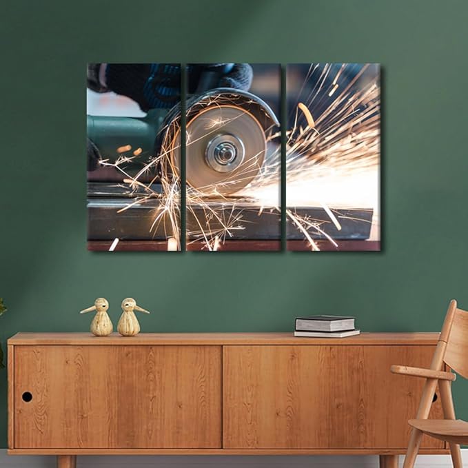 TUMOVO Canvas Wall Art 3 Piece Wall Art Modern Art Work for Walls Cutting Canvas Art Bathroom Decor Modern Home Decor Machine Tools Room Decor Stretched and Framed Ready to Hang, 42x28 Inch
