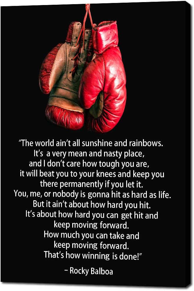 Yatsen Bridge Boxing Champion Motivational Quote Wall Art, Rocky Balboa Movie Poster Art Print with Framed Modern Pop Inspirational Wall Decor for Home Gym Gallery-Wrapped Ready to Hang - 24x36