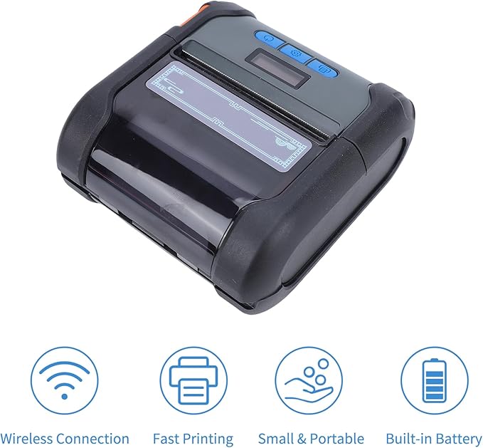 Portable 80mm Label Printer, Clear 203dpi Precision Printing with Fast 100mm per S Speed and OLED Display, with USB and WiFi Connectivity, for Home Office Shipping Labels (100-240V US Plug)