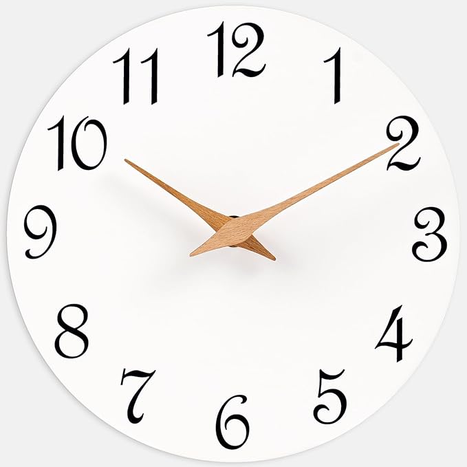 Mosewa Wall Clock Silent Non Ticking Battery Operated White Modern Simple Minimalist Clock Decorative for Home Bathroom (12 Inch)