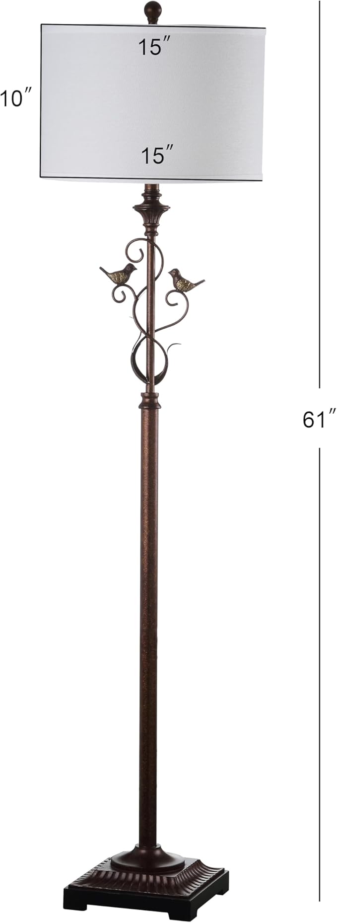 SAFAVIEH Lighting Collection Birdsong Traditional Rustic Farmhouse Oil-Rubbed Bronze 61-inch Living Room Bedroom Home Office Standing Floor Lamp (LED Bulb Included)