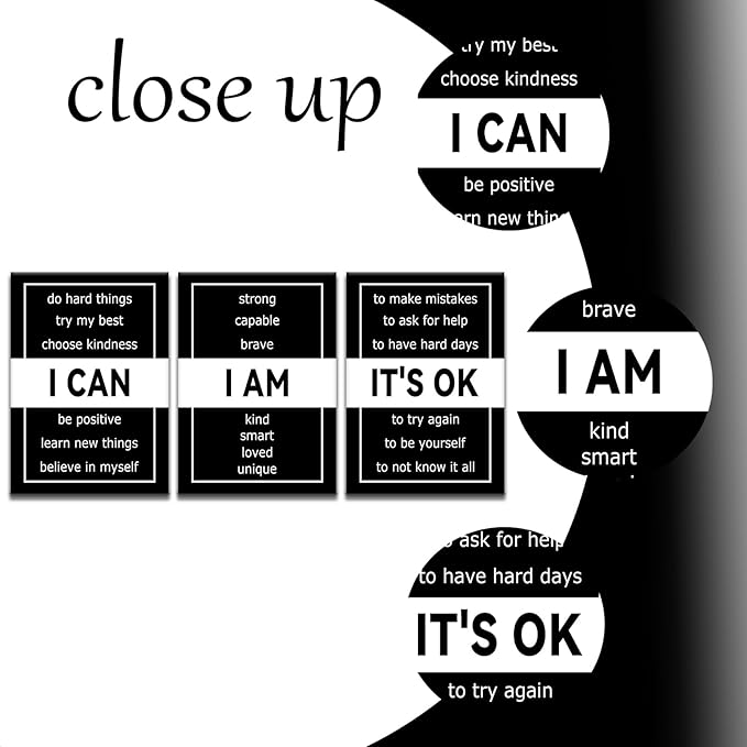 3 Panel Inspirational Canvas Wall Art Print I Can I Am It's OK Motivational Quotes Office Decor Poster Painting Inspiring Artwork for Home Living Room School Hallway Ready to Hang [60''Wx 28''H]