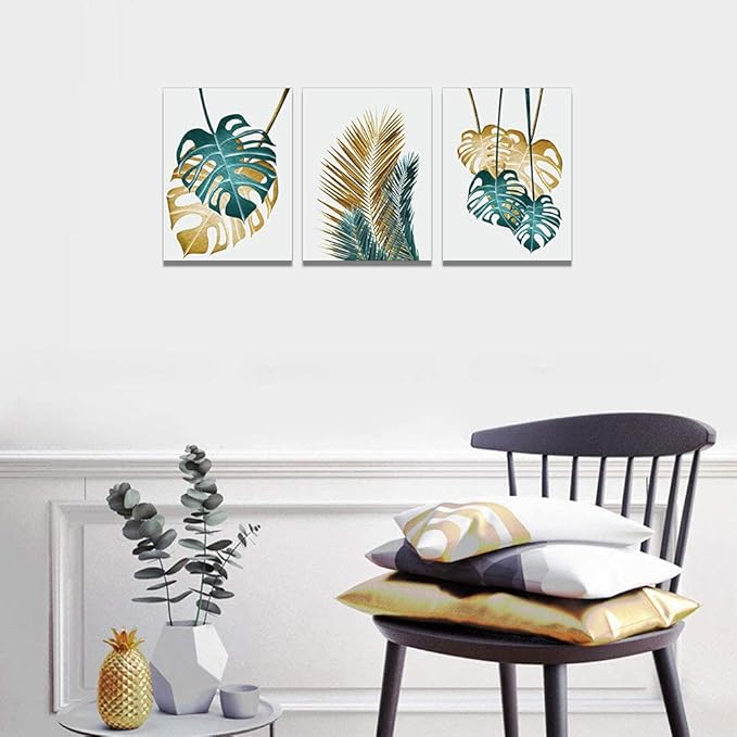 Canvas Wall Art For Living Room Family Wall Decoration For Bedroom Kitchen Dining Room Wall Decor Abstract Painting Leaves Wall Pictures Artwork Office Canvas Art Prints Bathroom Home Decor 3 Piece