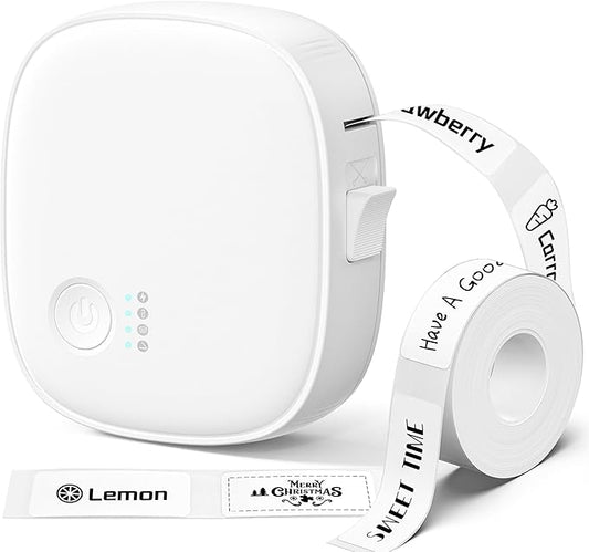 Mini Label Maker Machine with Tape, Wireless Thermal Label Maker, Portable Bluetooth Label Printer, Compatible App for Home, Kitchen, School, Office, Waterproof & Rechargeable