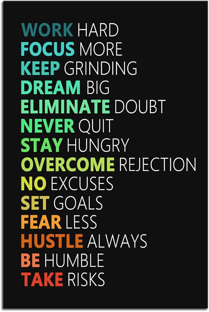 WYJZDZQ8 Inspirational Poster Motivational Canvas Wall Art Motivation Canvas Prints Artwork for Living Room Office Gym Modern Home Decor Painting Stretched and Framed Ready to Hang [12''Wx 18''H]