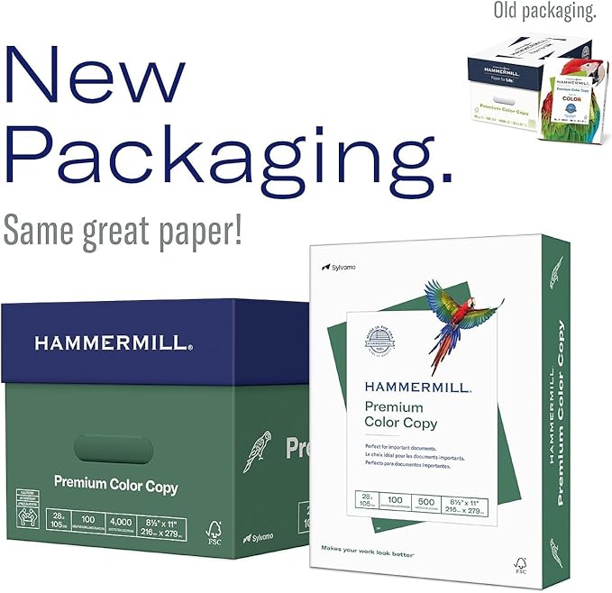 Hammermill Printer Paper, Premium Color 32 Lb Copy Paper, 8.5 x 11-1 Ream (500 Sheets) - 100 Bright, Made in the USA, 102630R