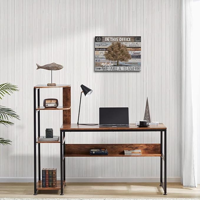 Vintage Office Artwork Wall Decor In This Office Motivational Posters Brown Maple Tree Picture Print on Canvas Inspiring Wall Art for Home School Office Decoration Framed Inspirational Gifts 12x16inch