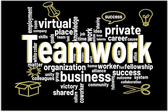 Inspirational Poster Wall Art Motivational School Decor Teamwork Entrepreneur Quotes Print on Canvas Inspiring Picture Painting Artwork for Living Room Gym Office Classroom Ready to Hang [36''Wx24''H]