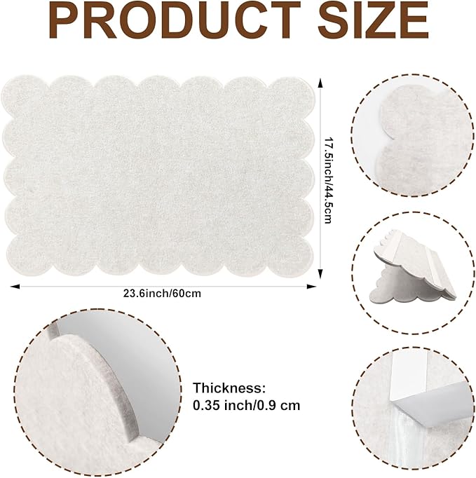 2 Pack Hanging & Wall-Mounted Felt Bulletin Board with Scalloped Edges, Multi-Use Pin Board, Cork Board Alternative for Office, Includes Hanging Rope, Hardware, and Double-Sided Tape（23.6 * 17.7inch）