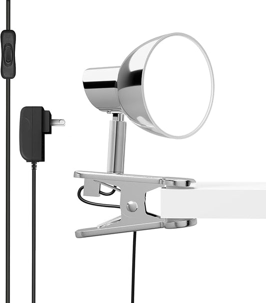 LED Clamp Light,5W Super Bright Desk Lamp, 330° Rotation Small Lamp with Clamp on Desk/Table/Bed Headboard/Cupboard Home Lighting, Modern and Save Space Illumination Powerful Lamp Silver