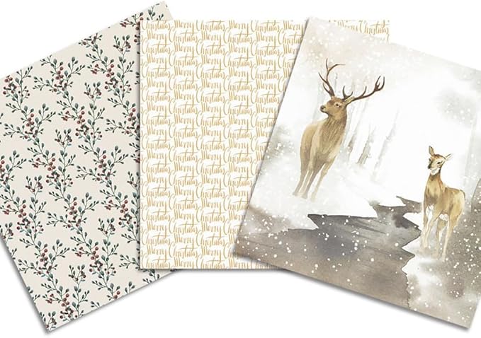 Winter Woodland Scrapbook Paper Pad 6x6 Inch – 24 Sheets (12 Double-Sided Designs) | Deer, Fox, Polar Bear, Plaid & Holiday Pattern Cardstock for Card Making, Scrapbooking & Junk Journals