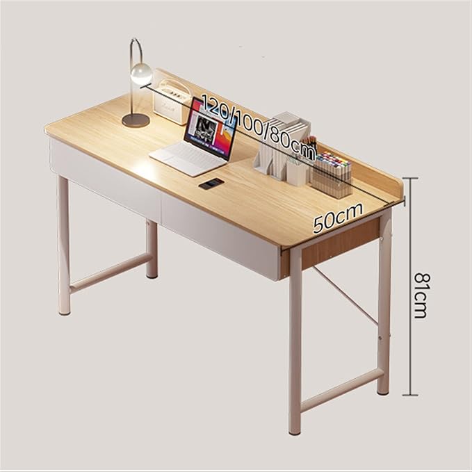 Computer Desk Desk Study Table Simple Wooden PC Desk Office Modern Writing Table Universal Laptop Stand Home Furniture PC Workstation with 2 Drawers Home Study Table, 2 Colors Office Desk ( Color : Br