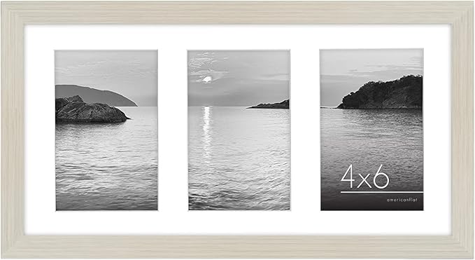 Americanflat 4x6 Collage Picture Frame with Shatter-Resistant Glass - Fits Three 4x6 Photos or Use as One 8x16 Picture Frame - Signature Collection - Collage Frames for Tabletop and Wall - Light Wood