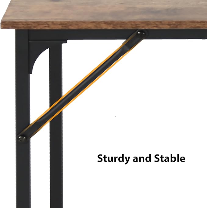 48 Inch Desk,Adjustable Leg Pads,Wood and Metal Desk,Gaming Desk,Modern Simple Style Desk for Home Office,Desk for Bedroom,Metal Frame Computer Table,Study Table,Black,Vintage
