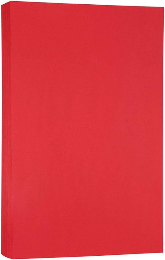 JAM PAPER Legal Colored 24lb Paper - 90 gsm - 8.5 x 14 - Red Recycled - 100 Sheets/Pack