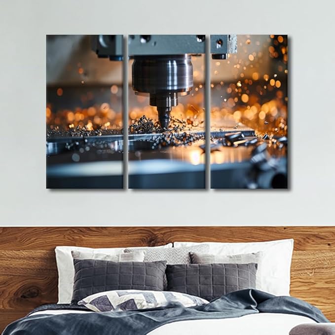 TUMOVO Wall Art for Living Room Wall Pictures Machine Canvas Prints Canvas Wall Art Decor 3 Panels Canvas Artwork Wall Decor Modern Canvas Art for Home Walls Ready to Hang, 60x40 Inch